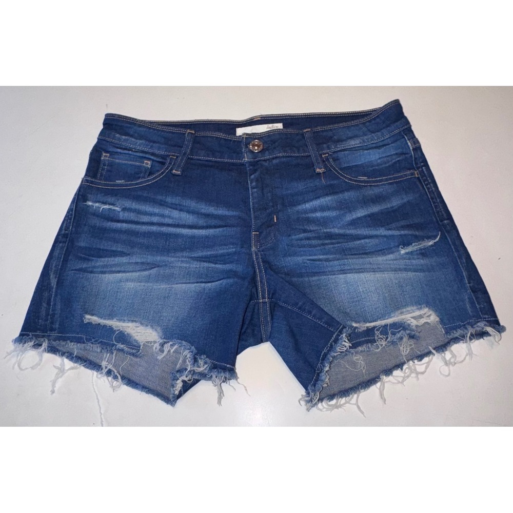 Daytrip Stretchy Refined Lynx Distressed Denim Cut Off Shorts Frayed Hem Size 28